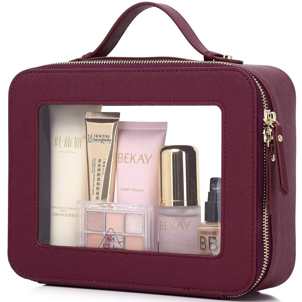Clear Makeup Bag Waterproof Travel Case For Cosmetics And Toiletries Women's😚